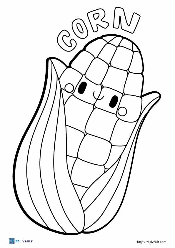 Corn Coloring Pages Harvest Stalk Drawing Indian Cob Harvesting Para ...