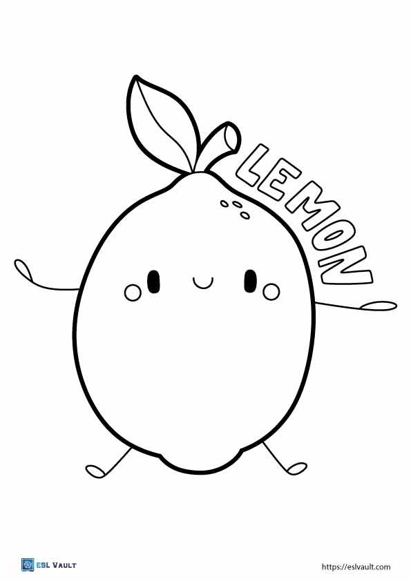 cute lemon coloring page