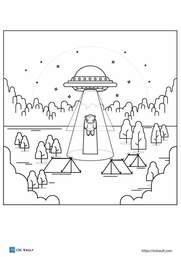 forest ufo coloring sheet