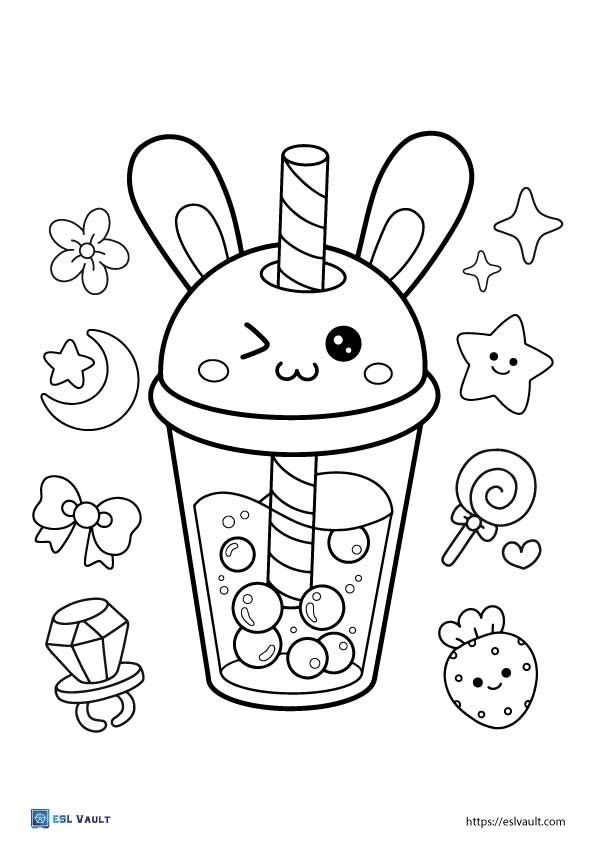 17 Free Boba Coloring Pages PDF ESL Vault
