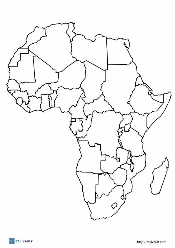 large africa map coloring pages