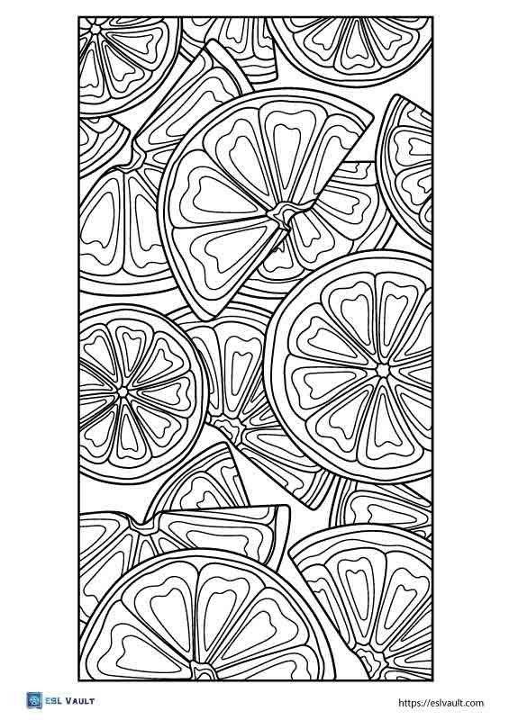 slices of lemons coloring pages