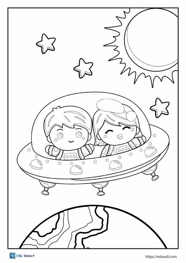space ufo coloring page
