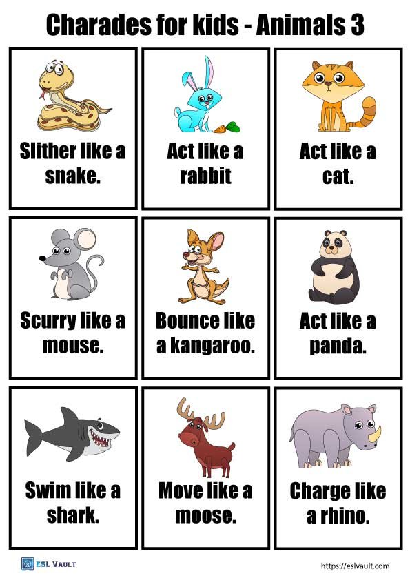 animals charades for kids 3