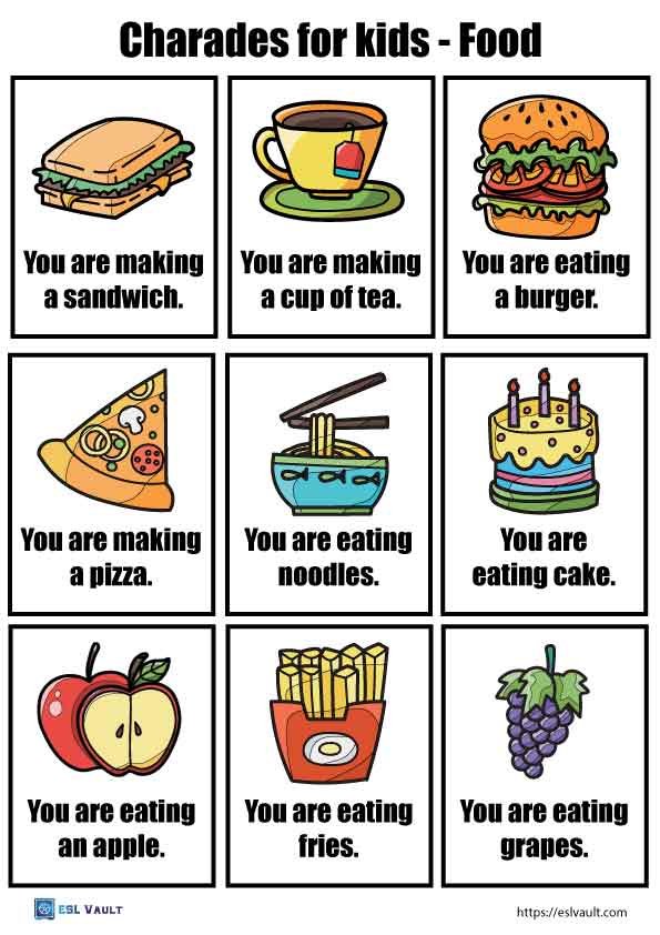 food charades for kids
