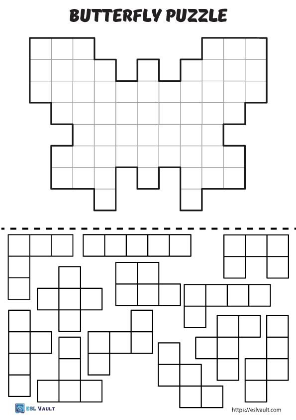 paper tetris printable puzzle butterfly coloring