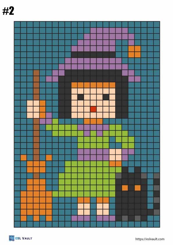 15 Free Pixel Art Color By Number Pages PDF ESL Vault