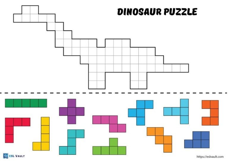 printable tetris game PDF dinosaur