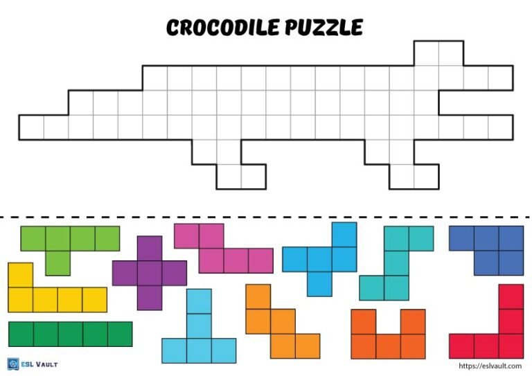 printable tetris puzzle PDF crocodile