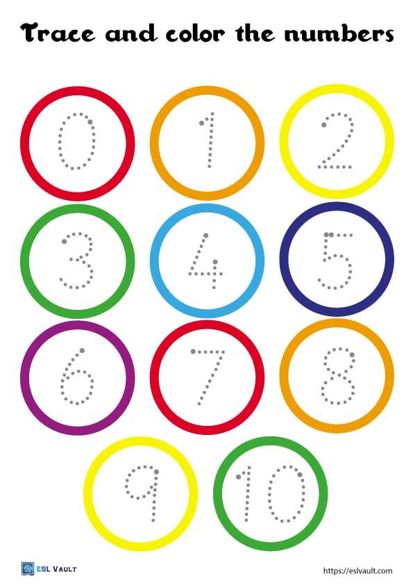 16 Free printable number tracing worksheets (PDF) ESL Vault