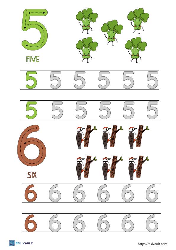 16 Free Printable Number Tracing Worksheets (pdf) - Esl Vault