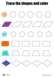 13 Free printable shape tracing worksheets - ESL Vault