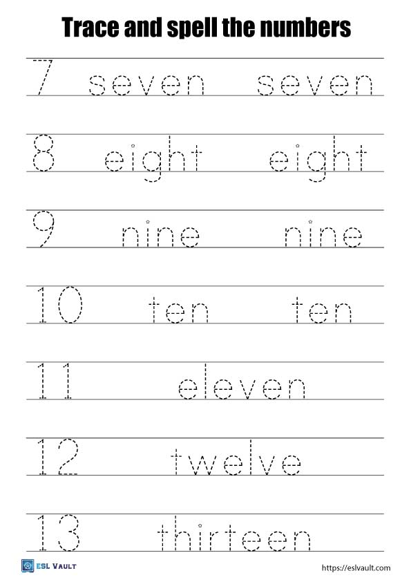 16 Free printable number tracing worksheets (PDF) - ESL Vault