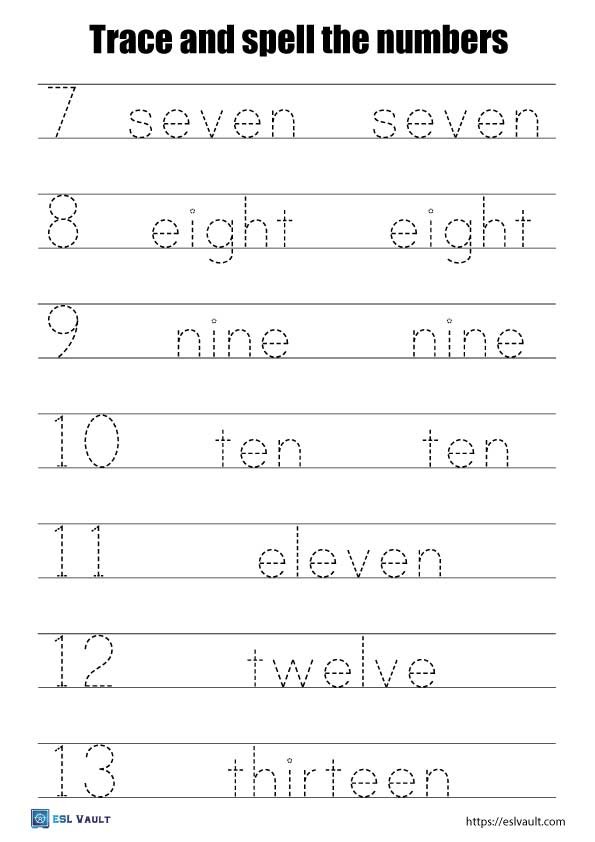 number spelling tracing worksheets 2