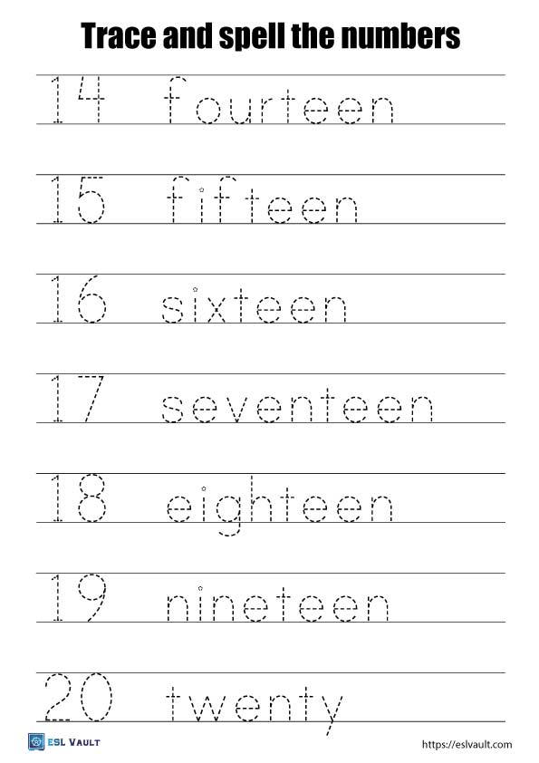 16 Free printable number tracing worksheets (PDF) - ESL Vault