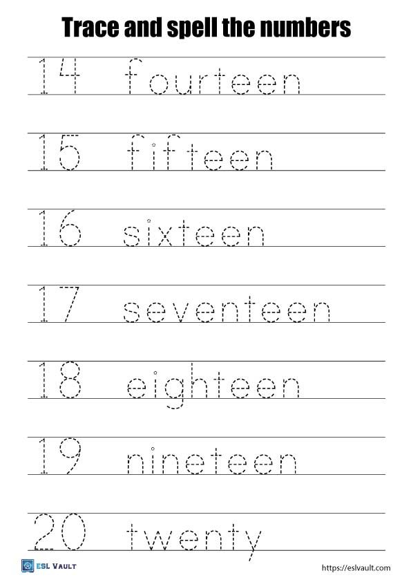 number spelling and tracing worksheets 3