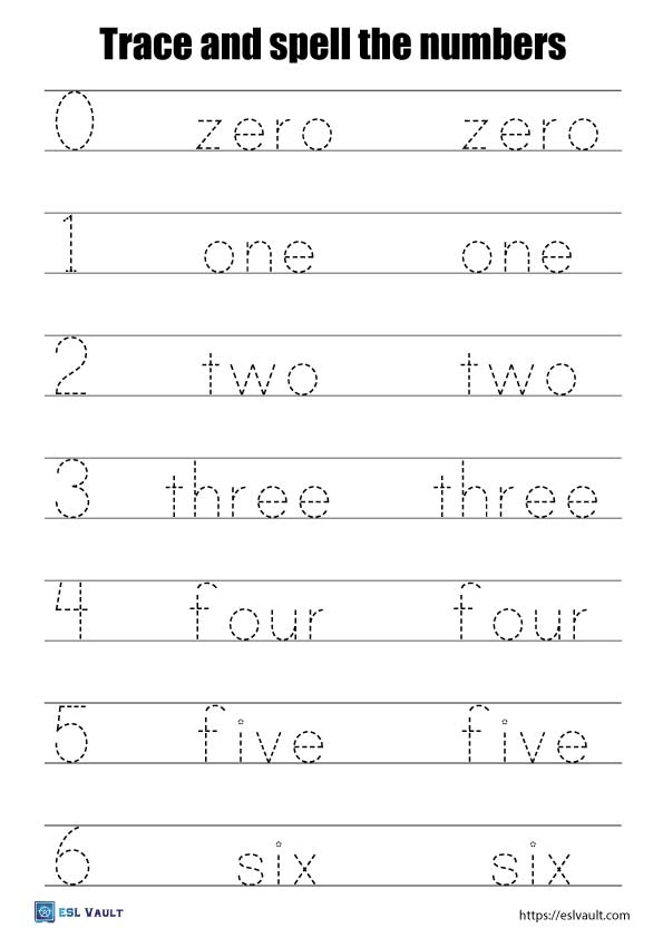 16 Free printable number tracing worksheets (PDF) - ESL Vault