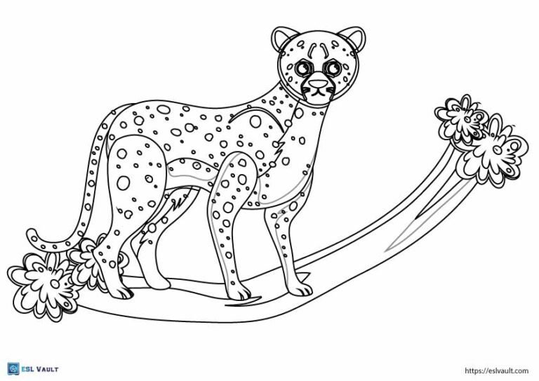 cheetah on a branch coloring page