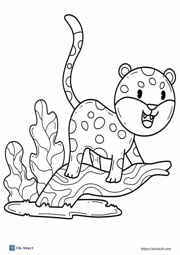 cute cheetah coloring page for kids