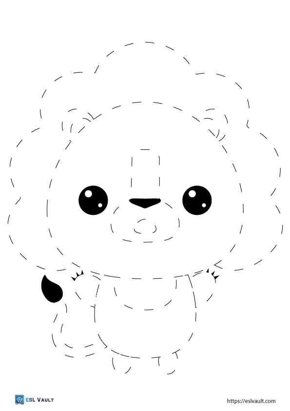 free animal tracing worksheet lion