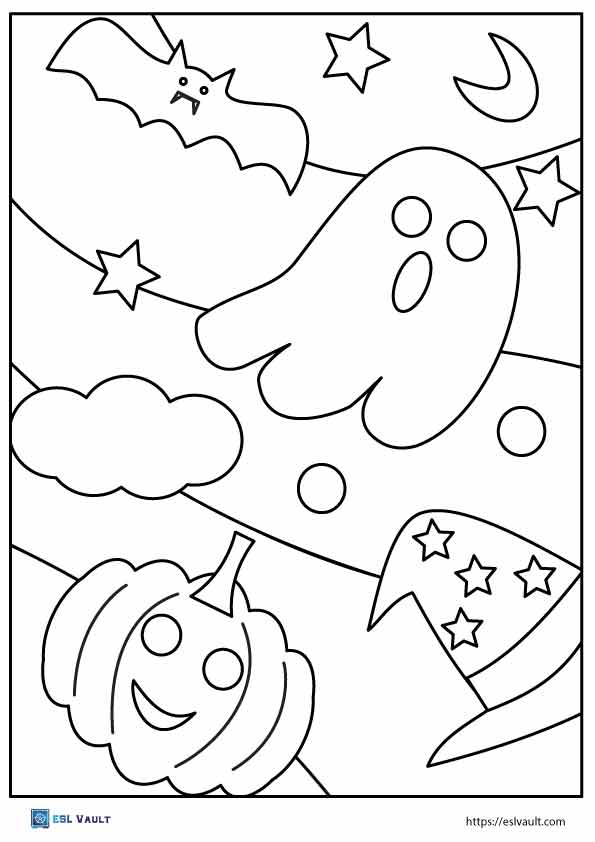 14 Cute ghost coloring pages (PDF) - ESL Vault