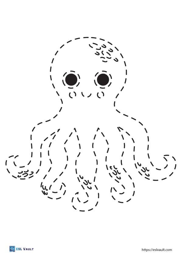 sea animal tracing worksheets octopus