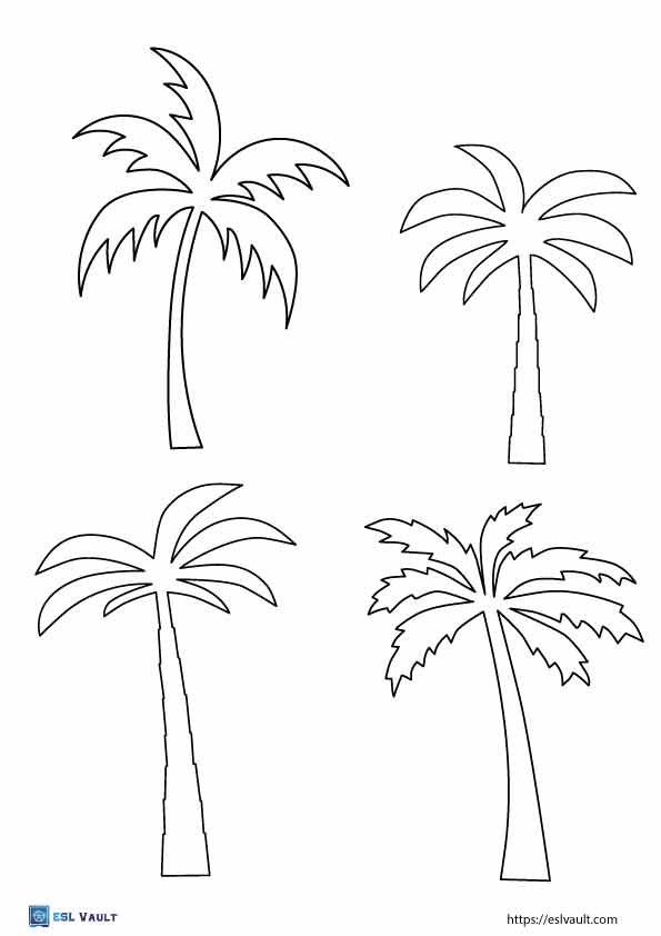 small palm tree outline templates