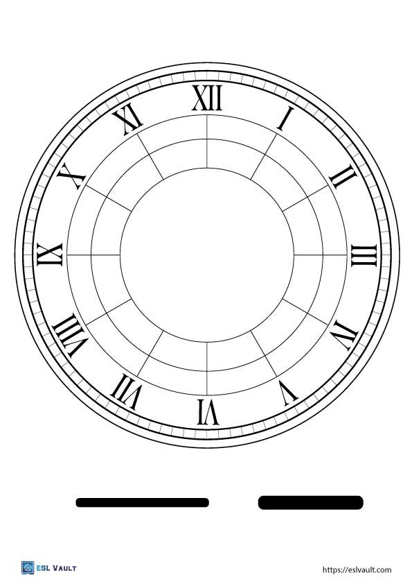 5 Free printable clock faces (PDF) - ESL Vault