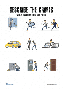 A describe the crimes writing worlsheet for ESL