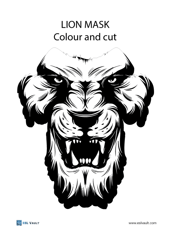 Lion Printable Mask Animal Masks for Kids Party Printable Coloring Page  Digital Download Kids Craft Printable 