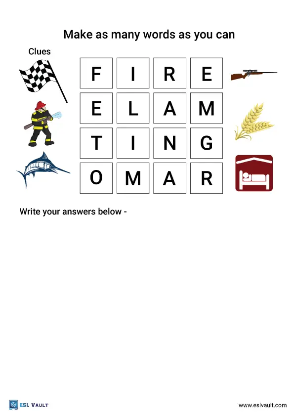 a boggle word puzzle for ESL classes
