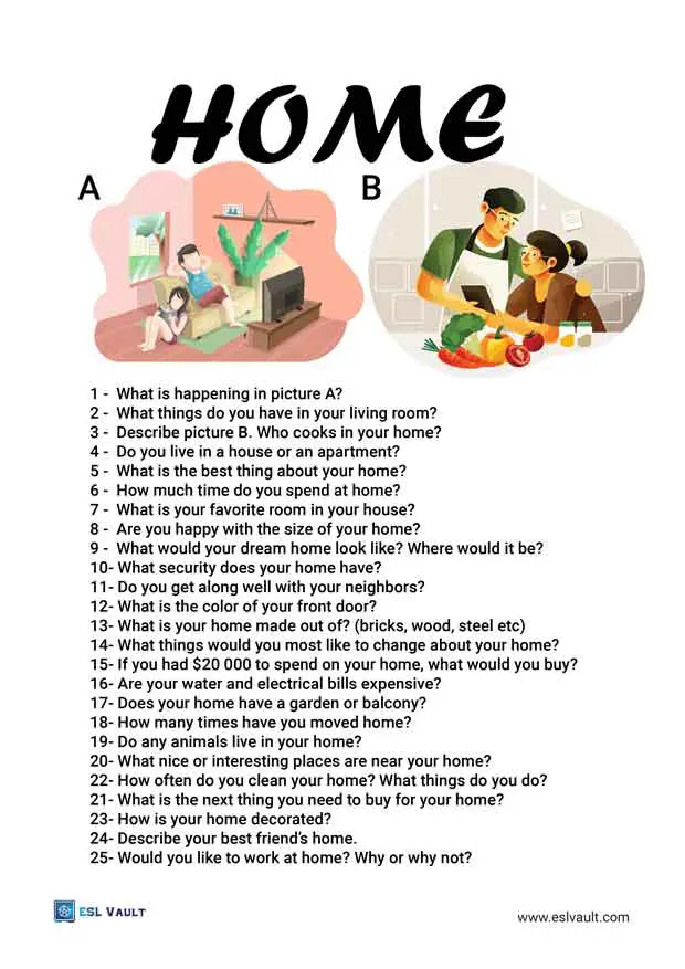 25 Home Conversation Questions Esl Vault