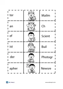 A jobs matching puzzle to cut out