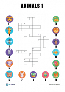easy animals crossword for kids