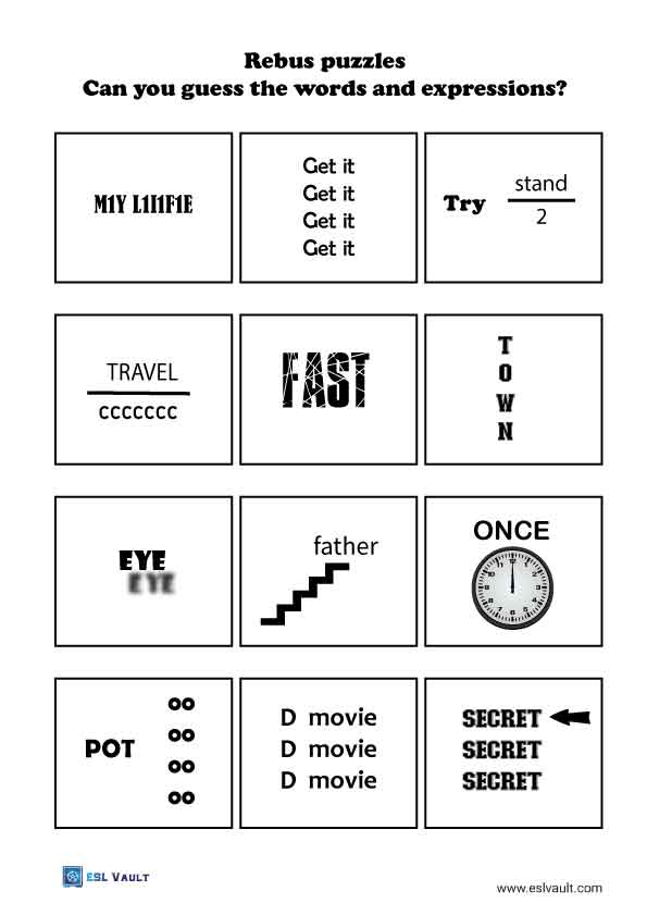 72 Free Printable Rebus Puzzles Esl Vault