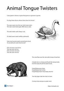 free printable animal tongue twisters