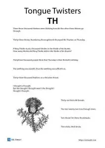 TH sound tongue twisters for English classes