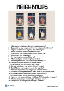 20 neighbours conversation questions for ESL