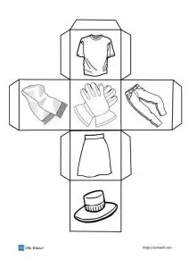 printable activity dice with clothing pictures
