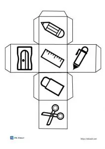printable activity dice with school things