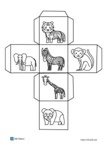 printable activity dice with zoo animals