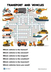 transport crossword printable