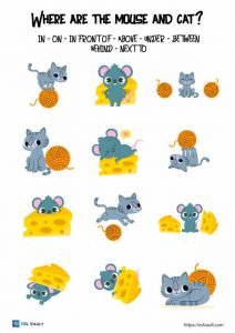 prepositions of place worksheet with a cat and mouse