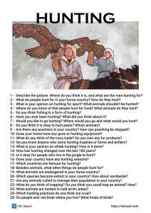 hunting conversation questions for ESL
