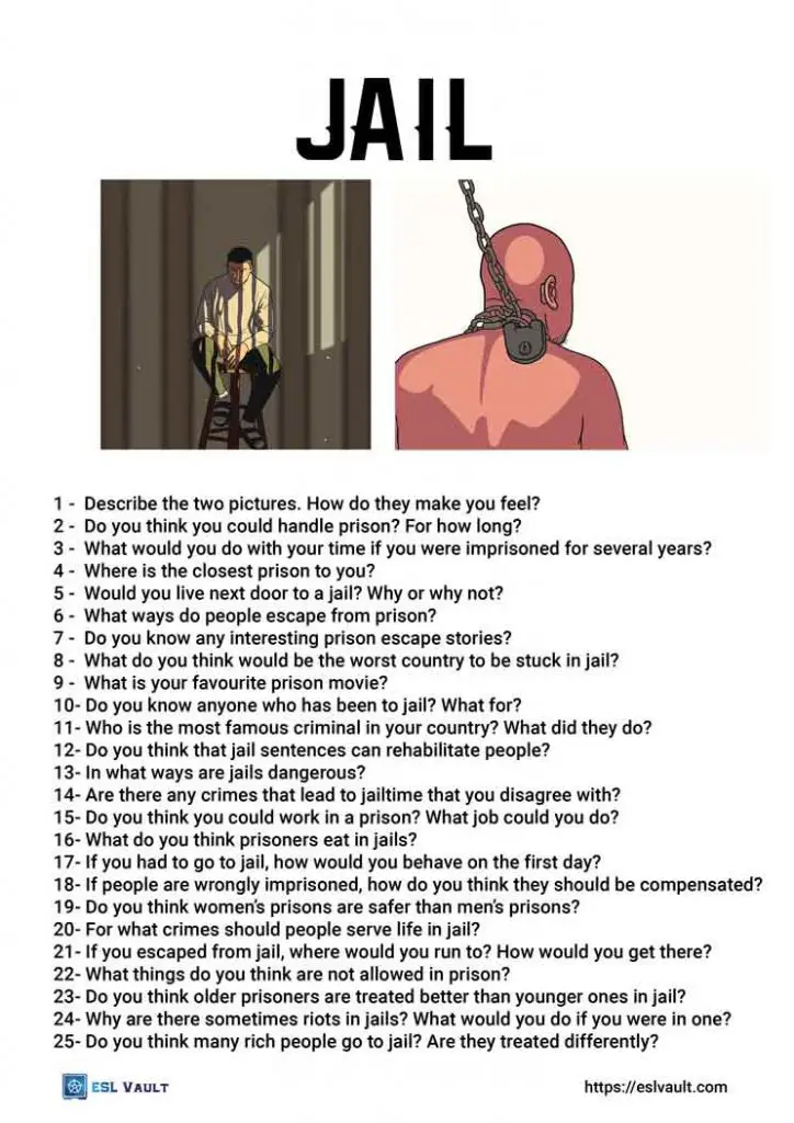 prison and jail conversation questions for ESL