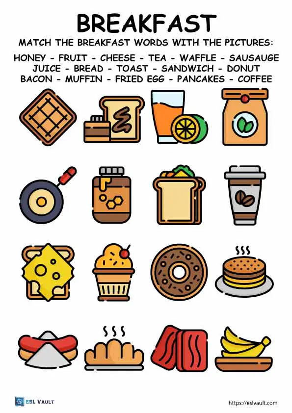 breakfast food esl worksheet