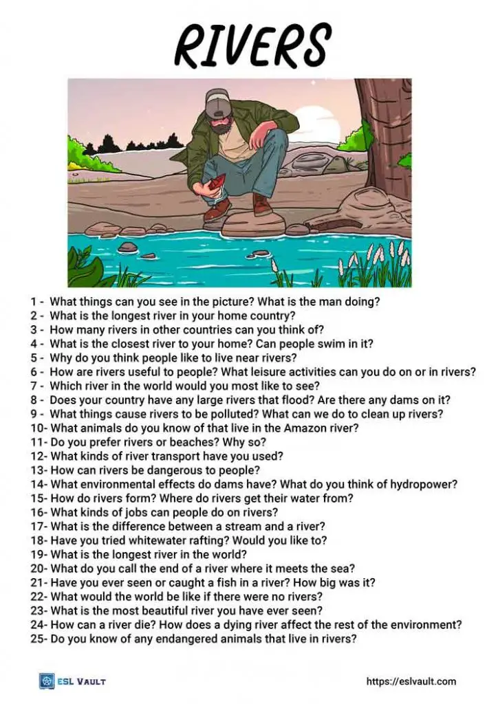 river conversation questions for ESL teaching