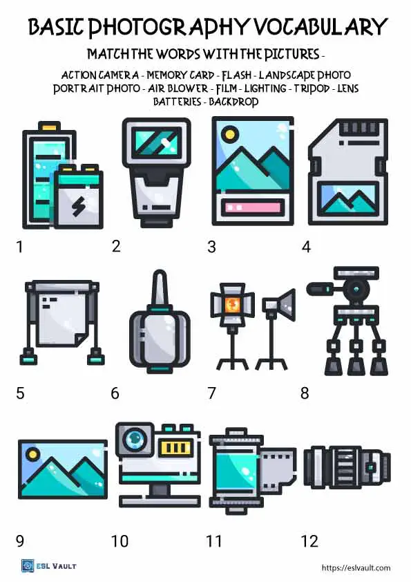 basic photography vocabulary worksheet