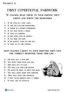 first conditional pair work activity for ESL