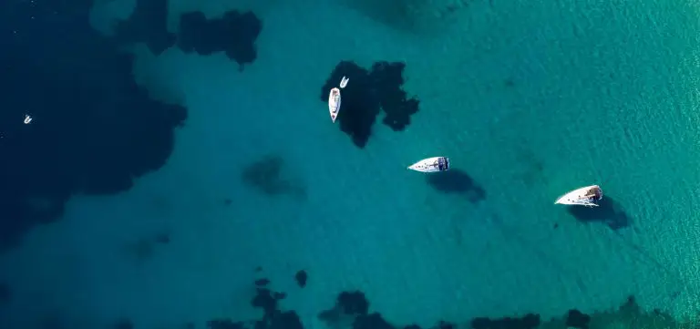 sailing boats in Greece from above